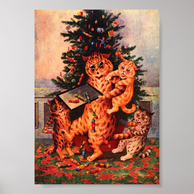 Affiche Noël en Catland Louis Wain (Devant)