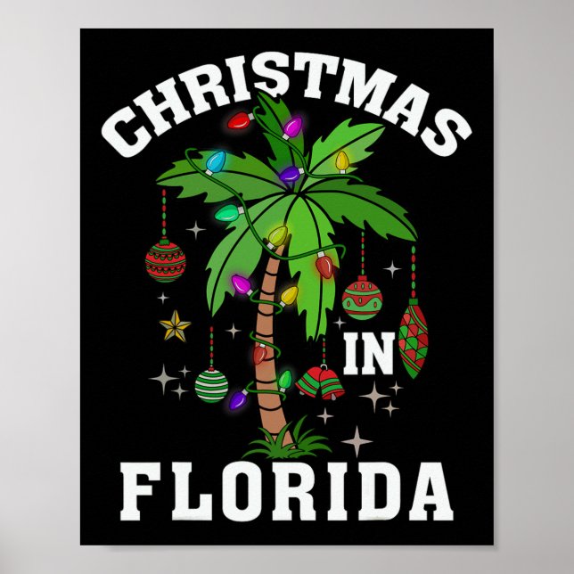 Affiche Noël En Floride Pont Le Palmier Xmas Winte (Devant)
