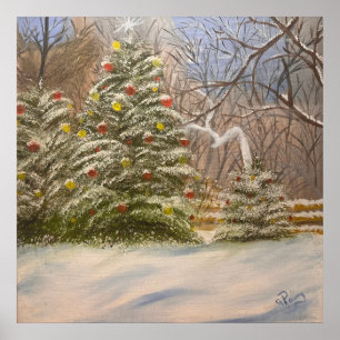 Affiche Noël en forêt, par Gary Poling