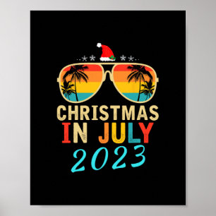 Affiche noël en juillet 2023 merry de rennes père Noël été