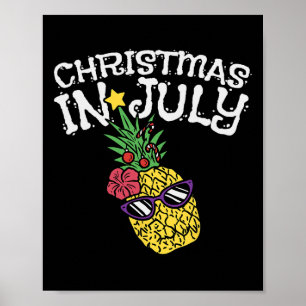 Affiche Noël en Juillet Ananas Drôle d'Été Tropical 