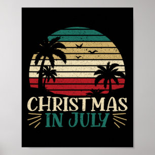 Affiche Noël en juillet drôle de vacances d'été tropicales