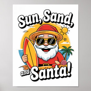 Affiche Noël en Juillet Été Père Noël Vacances Tropical X