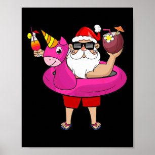 Affiche Noël en juillet Fête drôle Hawaïenne Eté Plage