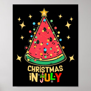Affiche Noël En Juillet Fête Pastèque Arbre de Noël