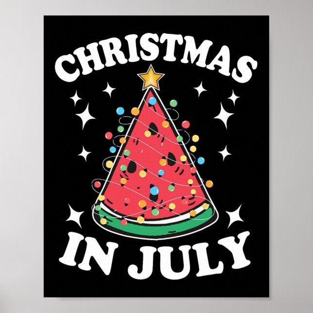 Affiche Noël En Juillet Fête Pastèque Arbre de Noël (Devant)