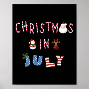 Affiche Noël en juillet Funny Candy Cane Père Noël Renne