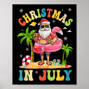 Affiche Noël En Juillet Funny Père Noël Summer Beach Vacat