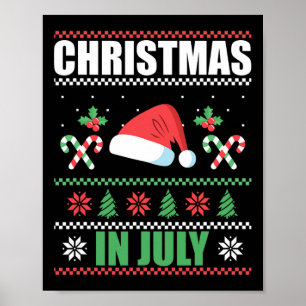 Affiche Noël en Juillet Joyeux Noël Eté Drôle San