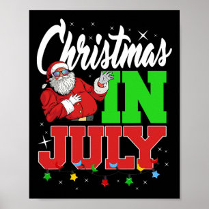 Affiche Noël en juillet Joyeux Noël Eté Drôle San