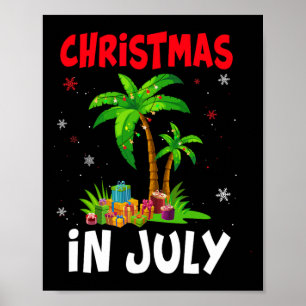 Affiche Noël en juillet Palmier Arbre de Noël Plage Été