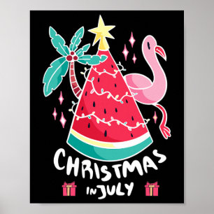 Affiche Noël en Juillet Pastèque Arbre de Noël d'Été