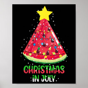 Affiche Noël en juillet Pastèque Arbre de Noël d'été