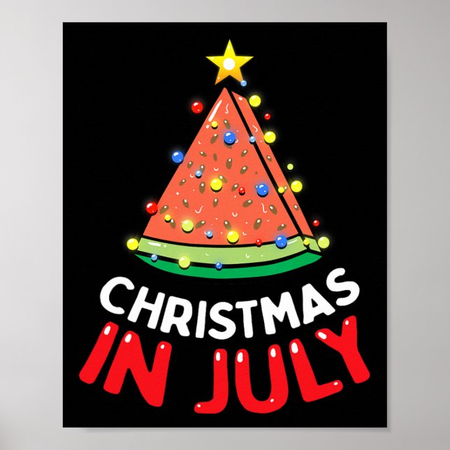 Affiche Noël En Juillet Pastèque Arbre De Noël Hommes Femm (Devant)