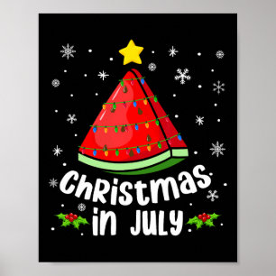 Affiche Noël en juillet Pastèque Drôle d'été Plage Xm