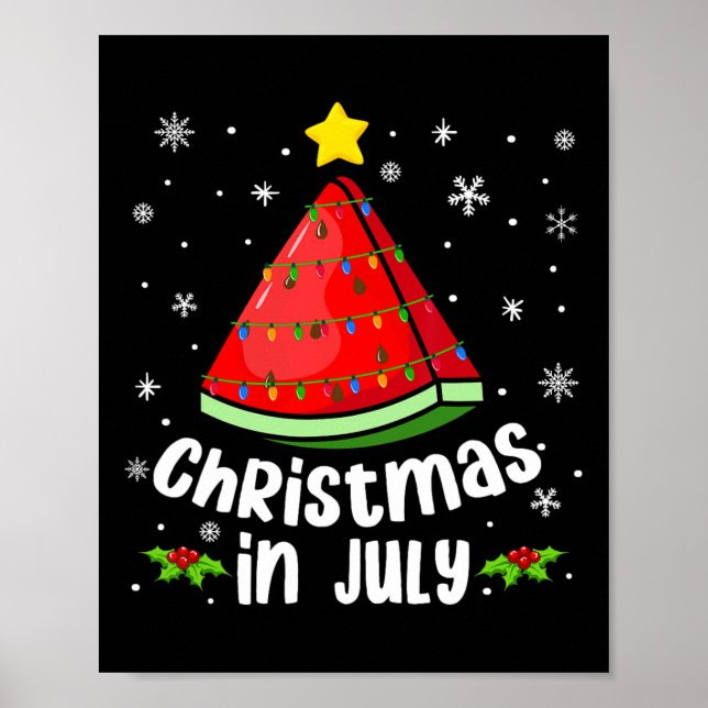 Affiche Noël en juillet Pastèque Drôle d'été Plage Xm (Devant)