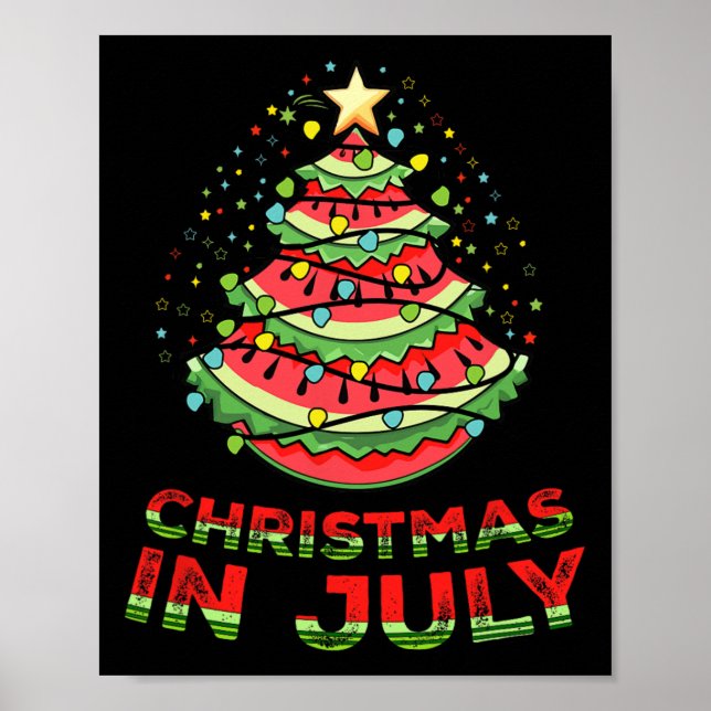 Affiche Noël En Juillet Pastèque Noël Arbre Été (Devant)