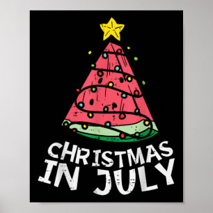 Affiche Noël En Juillet Pastèque Noël Arbre Hommes D'Été