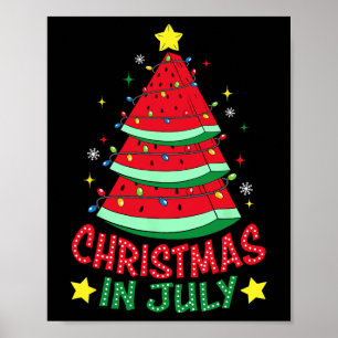 Affiche Noël En Juillet Pastèque Noël Arbre Hommes D'Été