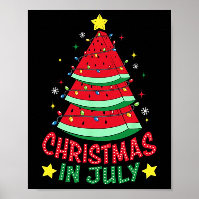 Affiche Noël En Juillet Pastèque Noël Arbre Hommes D'Été (Devant)