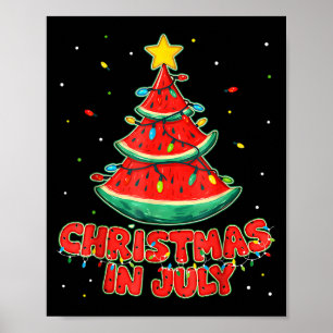 Affiche Noël En Juillet Pastèque Noël Arbre Plage Summe