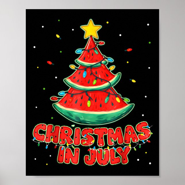 Affiche Noël En Juillet Pastèque Noël Arbre Plage Summe (Devant)
