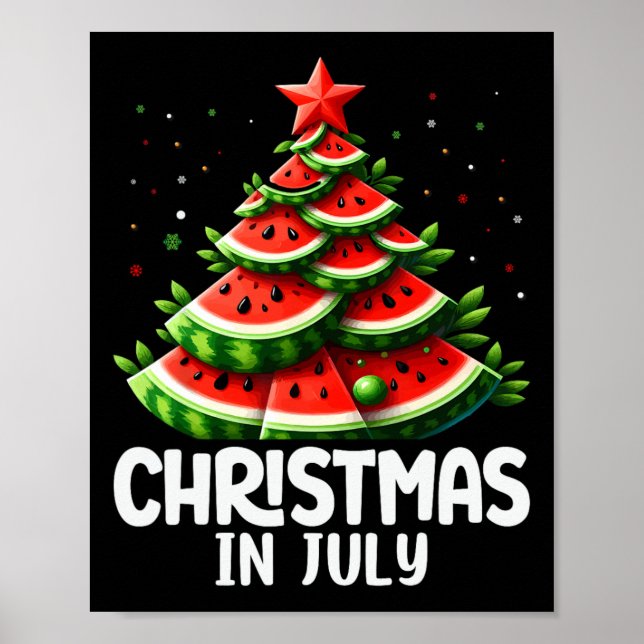 Affiche Noël En Juillet Pastèque Xmas Arbre Hommes Femmes (Devant)