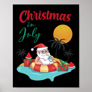 Affiche Noël en Juillet Pastèque Xmas Palmier Été Hommes