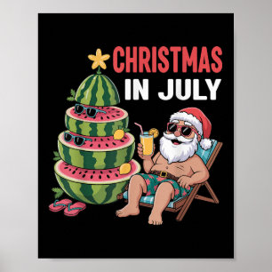 Affiche Noël En Juillet Père Noël Beach Watermelon Kids To