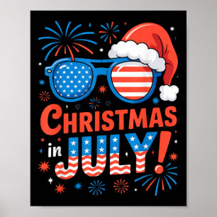 Affiche Noël En Juillet Plage D'Été Hawaii Père Noël Usa F