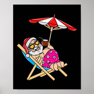 Affiche Noël en juillet Plage Été Père Noël