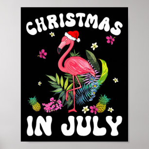 Affiche Noël en juillet pour femmes flamant rose rose Femm