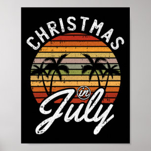 Affiche Noël en juillet Rétro Plage Tropicale Été Hawa