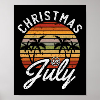 Affiche Noël en juillet Rétro Plage Tropicale Été Hawa