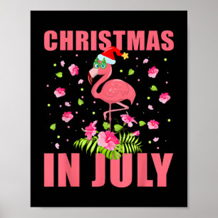 Affiche noël en juillet rose flamingo drôles xmas hommes