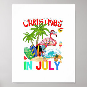 Affiche noël en juillet rose flamingo drôles xmas hommes