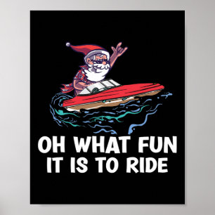 Affiche Noël en juillet Santa d'été sur la plage en bateau