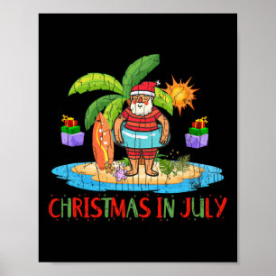 Affiche Noël en juillet Santa drôle Vacances d'été Graphiq