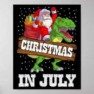 Affiche Noël en juillet Santa Enfants Garçons Dinosaure T