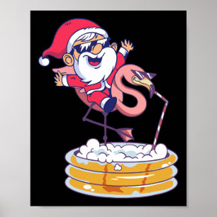 Affiche Noël en juillet Santa Flamant Noël d'été Hawaï
