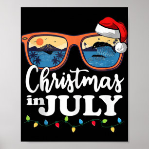 Affiche Noël En Juillet Santa Hat Lunettes de soleil été V