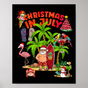 Affiche Noël en juillet Santa Lunettes de soleil Plage Haw