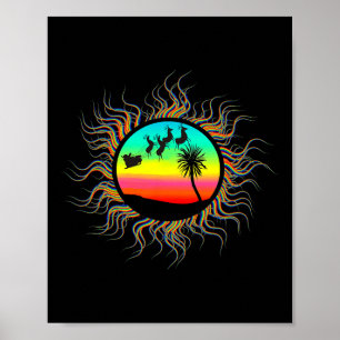 Affiche Noël en juillet Santa Soleil Tropical Fun 