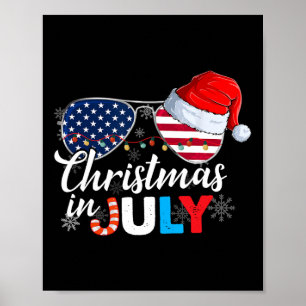 Affiche Noël En Juillet Sungles Drapeau Américain 4 Juil