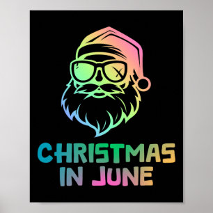 Affiche Noël En Juin Avec Père Noël Funky Summer Holiday