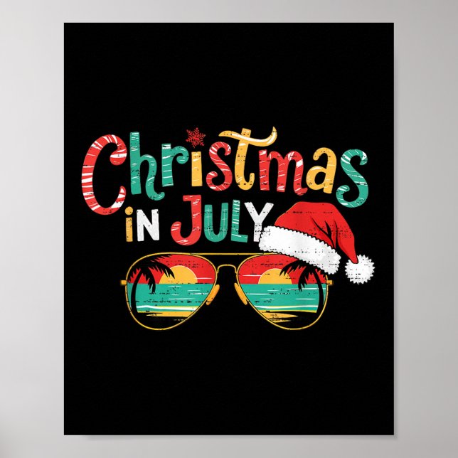 Affiche Noël ensoleillé En Juillet Été Noël Plage Vacati (Devant)