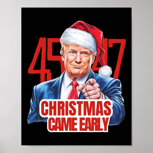 Affiche Noël est arrivé tôt drôle Donald Trump Père Noël C (Devant)