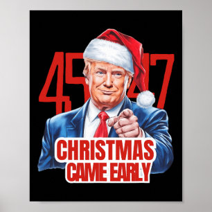 Affiche Noël est arrivé tôt drôle Donald Trump Père Noël C
