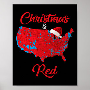 Affiche Noël Est Rouge Carte Électorale 2024 Trump Landsli