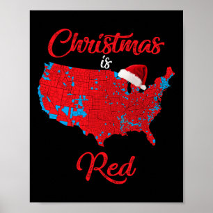 Affiche Noël Est Rouge Carte Électorale 2024 Trump Landsli